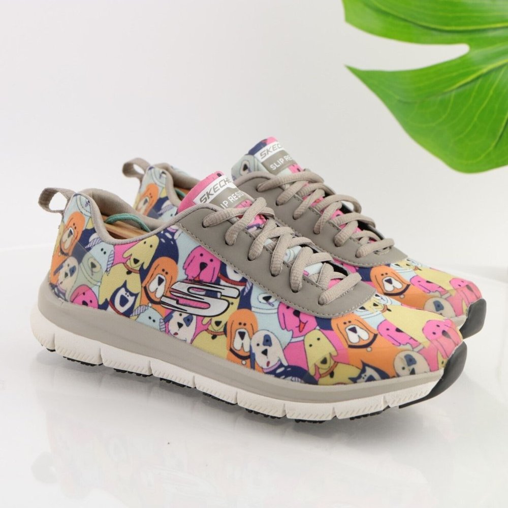 Skechers Women's Multi-Color Cartoon Dog Slip-On Sneaker